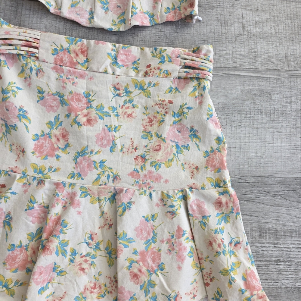 Zara Set Cropped Top + skirt Floral M - Picture 5 of 9